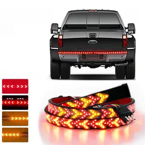 60 Inch 3-Row LED Tailgate Light Bar, 12V DC Waterproof, Full Function Brake/Reverse/Amber Turn Signal, Universal for Pickup, Trailer, SUV, RV, Van