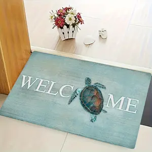 Premium Sea Turtle Welcome Mat Ultra Dense 500G Per Square Meter Flannel Floor Mat Premium Non Slip Backing Durable Machine Washable Decorative Carpet For Entrance Kitchen Bathroom Bedroom Living Room Indoor Home Decor set