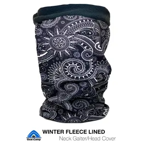 Fleece-Lined Black Paisley | Head/Neck Cover