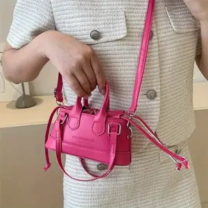 oein Mini Synthetic Leather Crossbody Bag for Women - Chic Solid Color Handbag with Adjustable Strap, Rounded Handle & Magnetic Closure |   Available in Pink, White, Purple, Green, Black, Versatile Crossbody Bag |   Elegant Top Handle |   Polyester Lined,