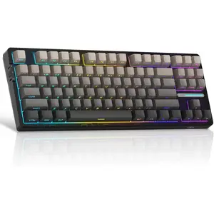 LIGHT87  Creamy Keyboard, Gasket Structure Hot Swappable, 2.4G/USB-C/BT5.0 RGB Backlit Mechanical Gaming Keyboard for Win//PC, 8000mAh , Side Printed PBT Keycap, Black
