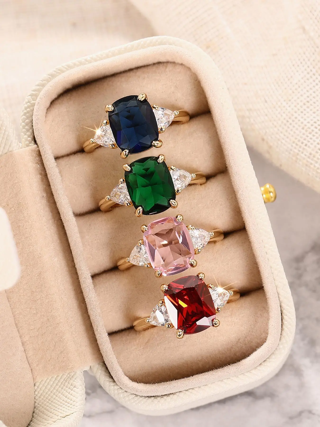 Women's Elegant Colorful Gemstone Decorated Ring, Marquise Cut Ring, Exquisite Trendy Ring, Fashionable Jewelry for Women As Engagement Anniversary Party Jewelry Gift, Wedding Anniversary Ring, Bridal Engagement Jewelry, Beautiful Rings