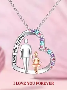UNGENT THEM Daughter Necklace from Dad Daddy Father Valentines Birthday Gifts for Kids Girls Teen Tween Exquisite Jewelry Gift 8 10 12 13 14 16 11