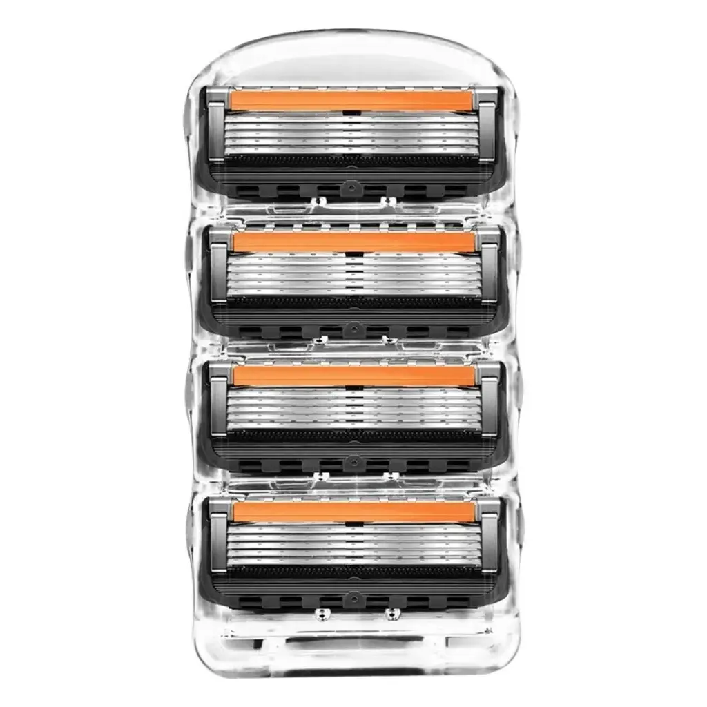 Suitable for Gillette 5 full series -5-layer manual safety razor blades, shaving beard replacement blades (4-piece set) Stainless Blades