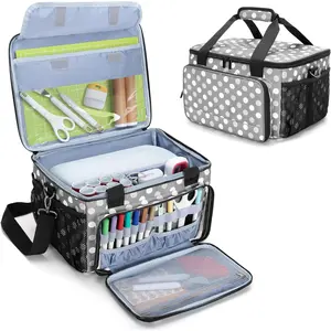 Carrying Case Compatible with Cricut Joy Xtra, Bag Fits Cricut Joy Xtra, 8.5 x 12 inch Cut Mat and Other Supplies(with Multiple Storage Sections), Polka Dots