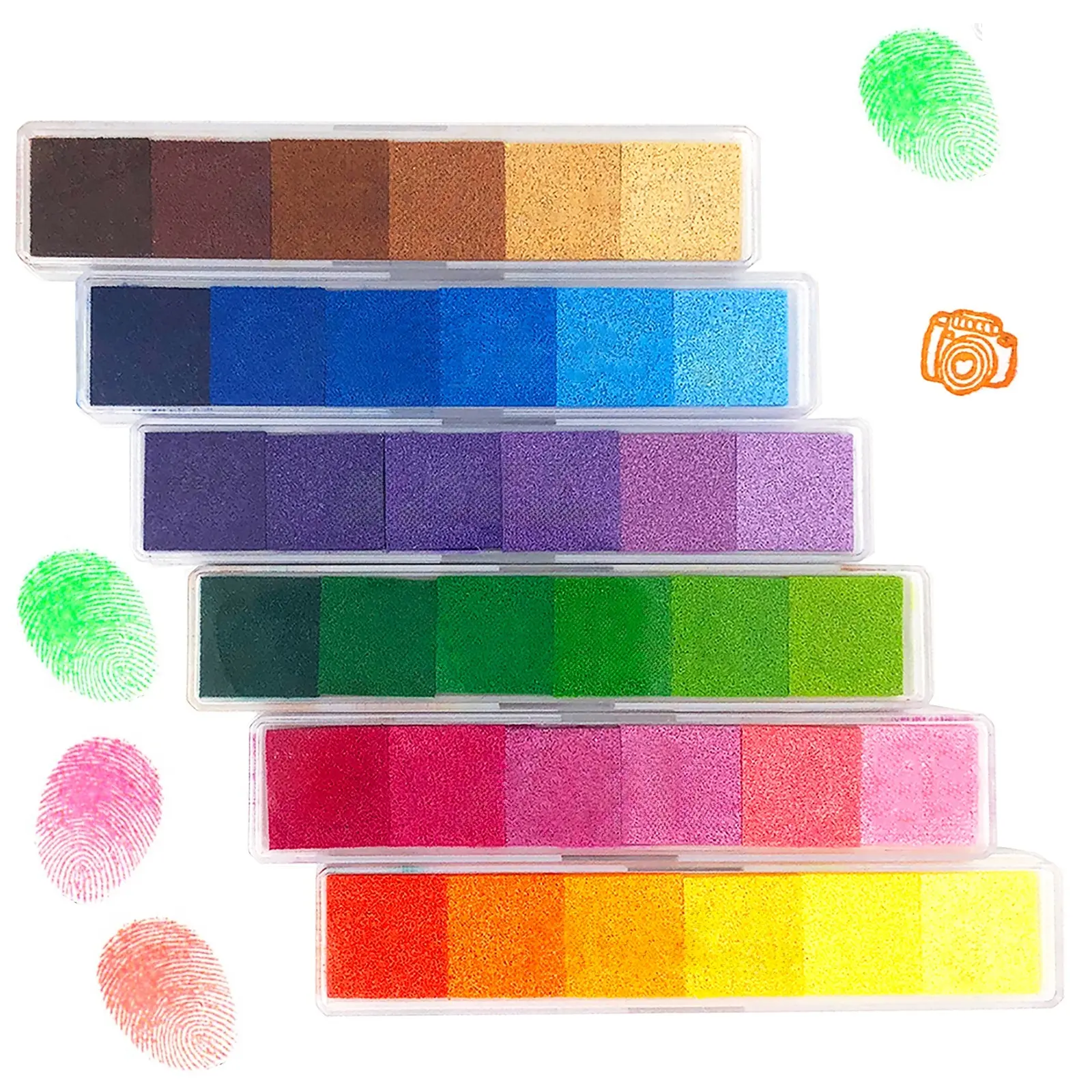 Aphlos Craft Ink Pad - 36 Vibrant Colors Color Spectrum Artcrafts Tool for Kids' Fingerprint Drawing, Rubber Stamping, Wedding Decoration DIY Projects