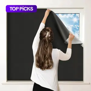 Portable DIY Blackout Curtain, 1 Count No Drill Window Shades with Stickers Glue, Halloween Decor Portable Blackout Window Curtain for Baby Nursery, Travel, Dorm Room, Blackout Window Cover