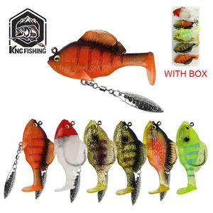 [FreeShip] 6Pcs Multiple Pre-Rigged Jig Head Soft FishingLures, Dark Sleeper, Paddle Tail Swimbaits/3D Eyes/SpinnerBlades for Bass Fishing, Hidden Ultra-Sharp Hook in The Top Tin, Fishing Bait for Freshwater Saltwater，Fishing Equipmen