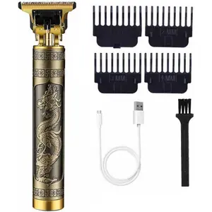 Men's Cordless Rechargeable Hair Clippers Kit - Electric T-Blade 0-Gap Edgers, Beard Trimmer, Shaver with Guide Combs