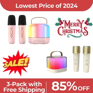 Y6 Q21 Karaoke Machine for Kids Adults, Portable Bluetooth Mini Karaoke Microphone Singing Speaker with 2 Wireless Mic and Light,Toys for All Smartphones,Birthday, Family, Home Party, Audio