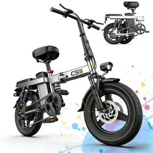 14 Inch Shock Absorbing Folding Electric Bike, 48V 15AH Lithium Battery Ebike, Front Rear Mechanical Disc Brakes, Dual Mode Pedal Assist Foldable Electric Bicycle for Adults，Space-Saving for City Commute, Leisure & Outdoor Travel