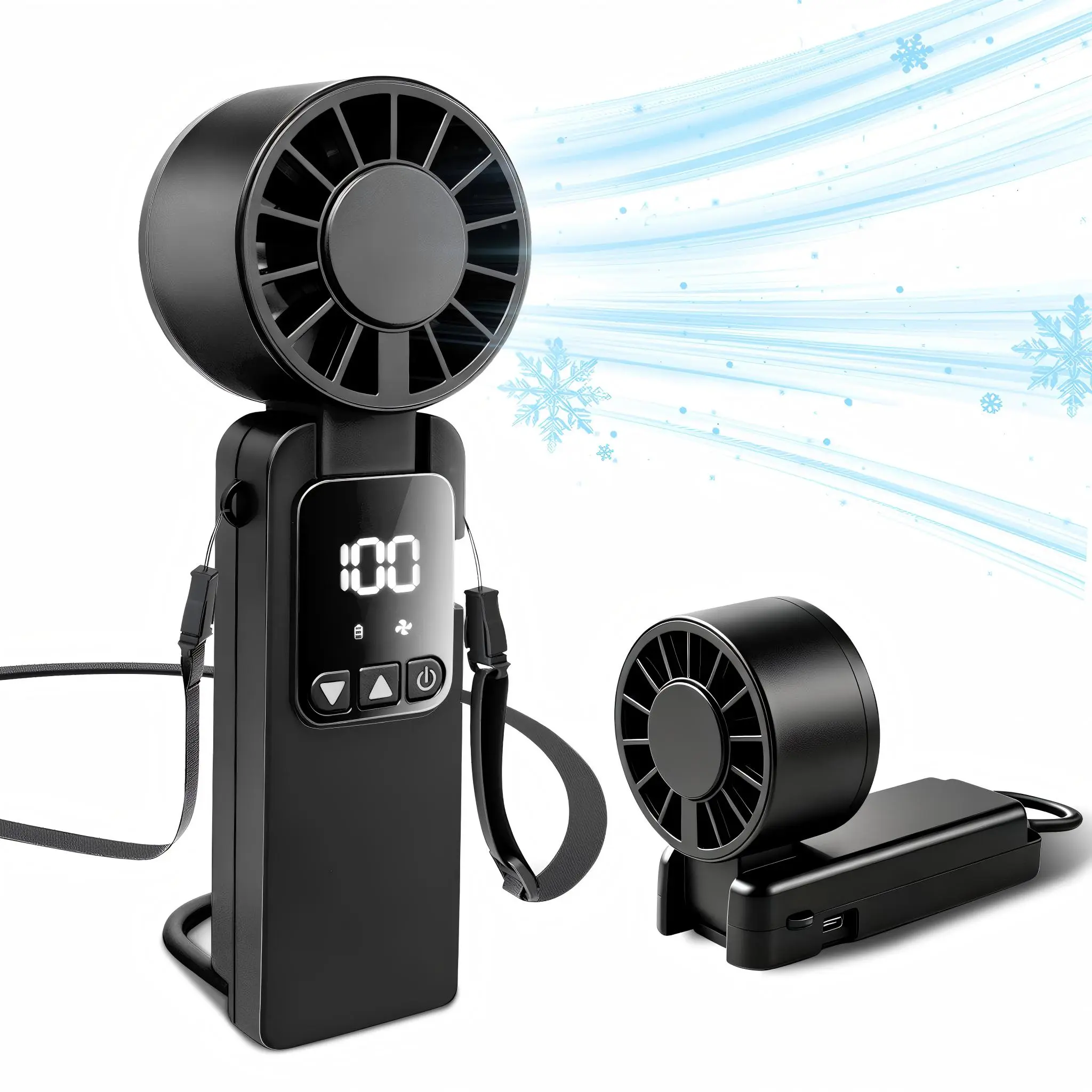【Deals For You】Portable Handheld Fan, Mini Turbo Design, 199 Adjustable Speeds, 6000mAh Rechargeable USB Type-C, Digital Battery Indicator, Press-and-Hold Speed Adjustment, Ideal Gift for Travel, Beach