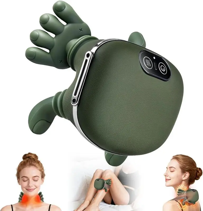 Neck & Shoulder Massager with Heat, Real Hand Kneading Shiatsu Massage, Removable, 3-Speed Mode, Lightweight & Adjustable for Deep Relief, Shoulder Pain Relief & Home Office Use