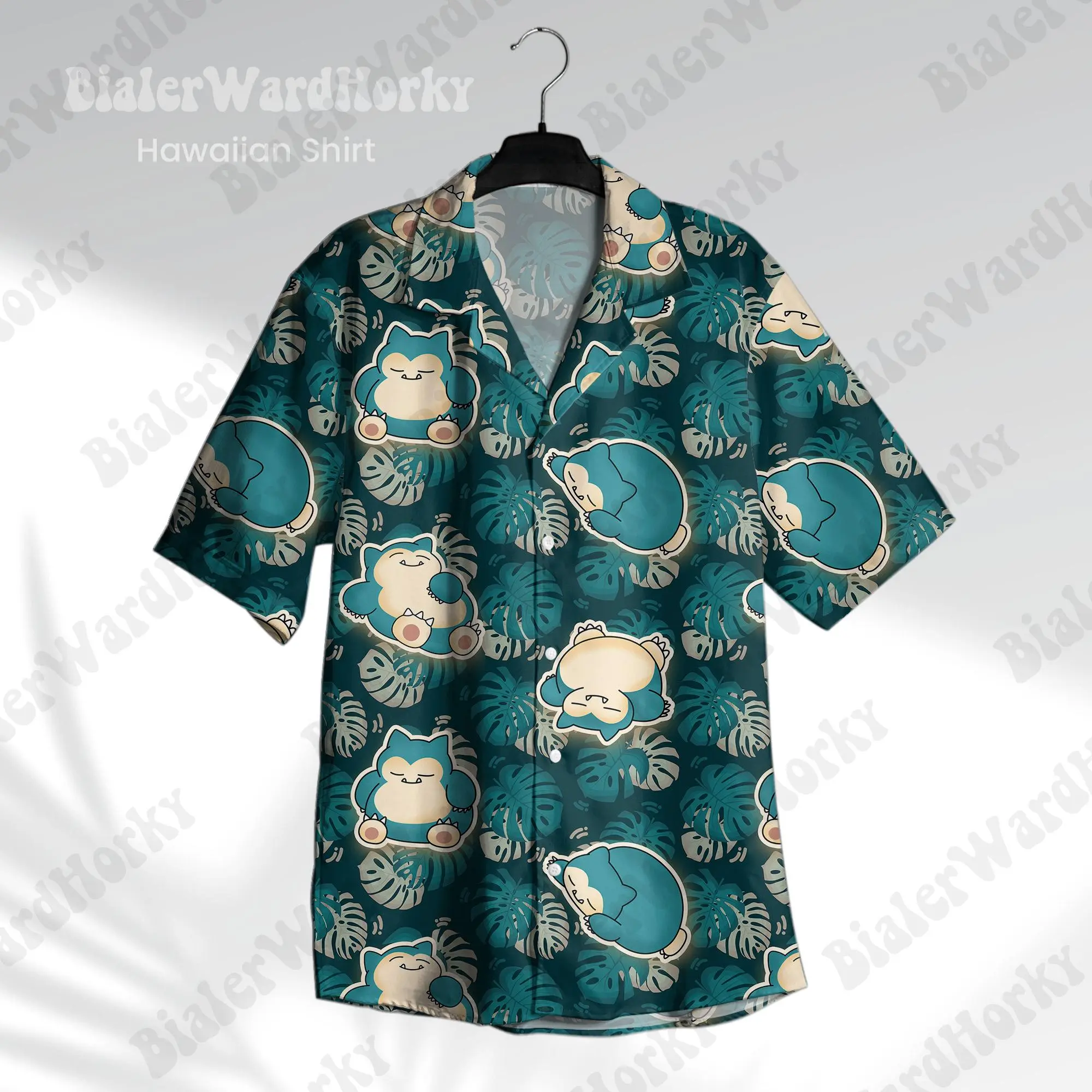 Snorlax Chuppy Hawaiian Shirt HG  Tropical Relax Polyester Aloha Beach Shirt