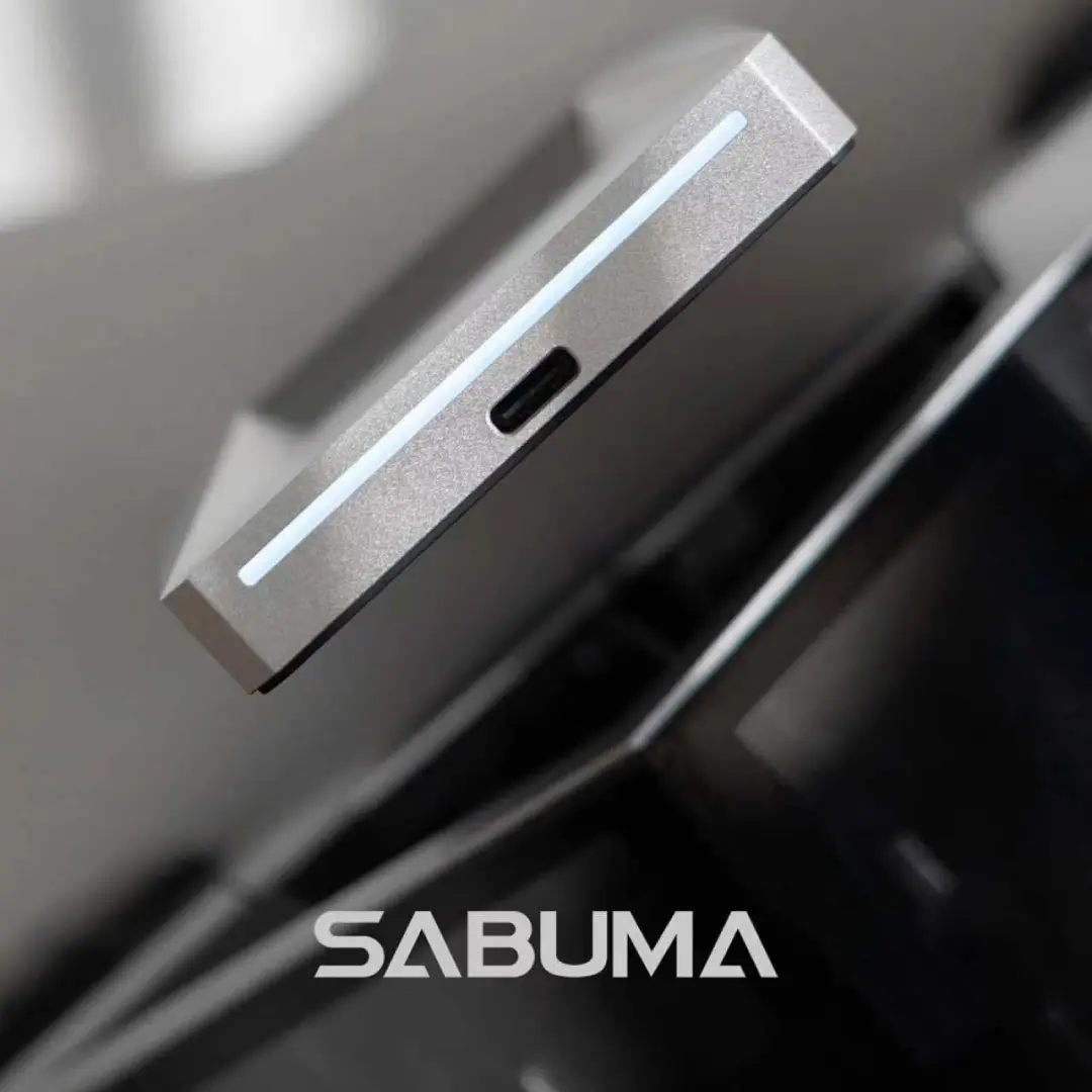 SABUMA 6000mAh Cyberpunk Magnetic Power Bank - Card-Size, 3.87v Wireless Fast Charging,Wireless Charger Ambient Light, Aluminum Shell, USB-C Reusable, for iPhone 16 Pro Max, EDC Gear, Everyday Carry, On the Road, International Travel Essential Gift