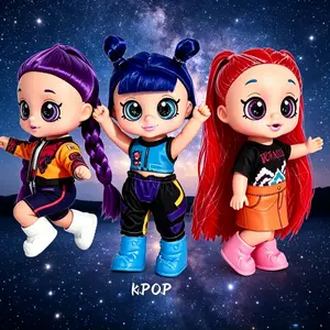 K-Pop Idol Girl Group Doll Set,Anime Idol Girls Singing Action Figure 10 Inch | 5D Eyes & Movable Joints Collectible Doll, Cute Desktop Decor Gift for Girls Birthday Holiday