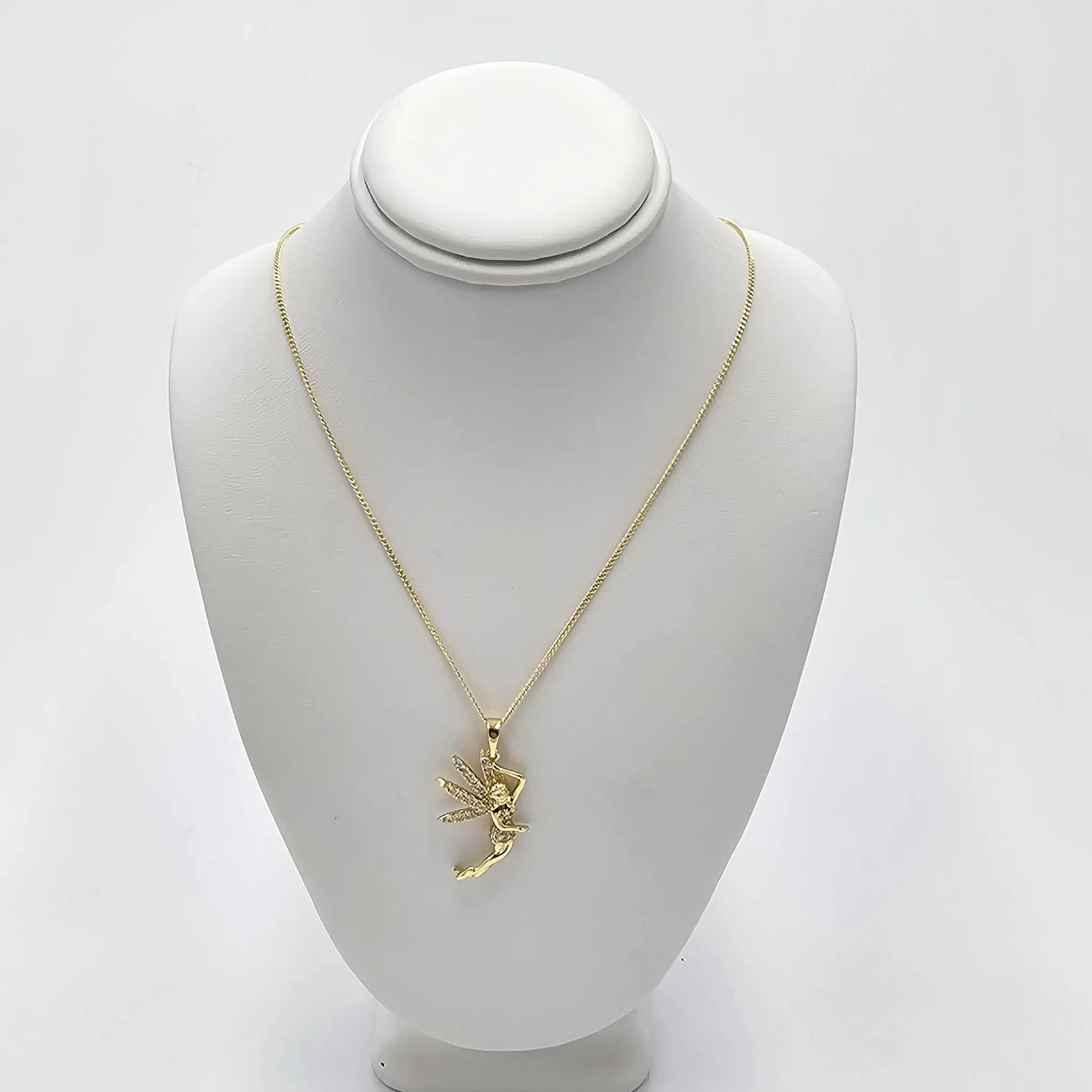 Whimsical Fairy Charm Pendant Necklace, Gold-Plated Statement Jewelry with 18-Inch Link Chain for Women, Daily Wear