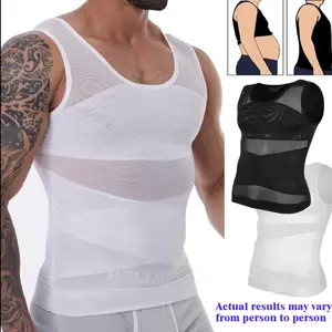 Men's Slim Fit Body Shaping Undershirt for Everyday Wear – with Back Support Design Men’s athletic tank top Soft Breathable