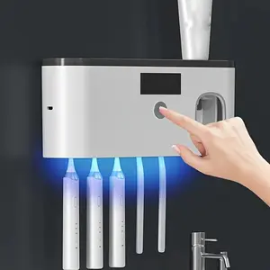 Smart Toothbrush Holder USB Charging UV Sterilization Wall Mounted Toothbrush Cup Storage Box Organizer Smart Toothbrush Disinfector UV Toothbrush Holders