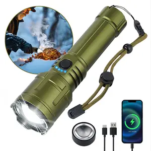 Fx-2503 LED Flashlight High Brightness Rechargeable Torch with Zoom Function, Five Lighting Modes, Aluminum Enclosure, Camping Essential