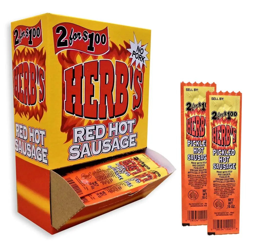 Herb's Red Hot Sausage 50ct 2 for $1 Herb's Red Hot Sausage 50ct 2 for $1