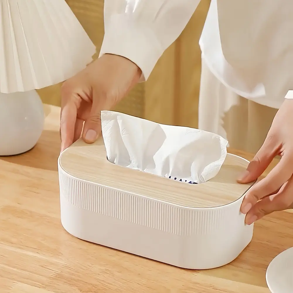Tissue Box, Household Living Room Coffee Table Tissue Holder, Kitchen Bathroom Dining Table Tissue Box with Lid, Suitable for Living Room, Office, Home Decoration Tissue Box, Ideal for Dining Table, Bedroom, Desk, and Facial Tissue Storage