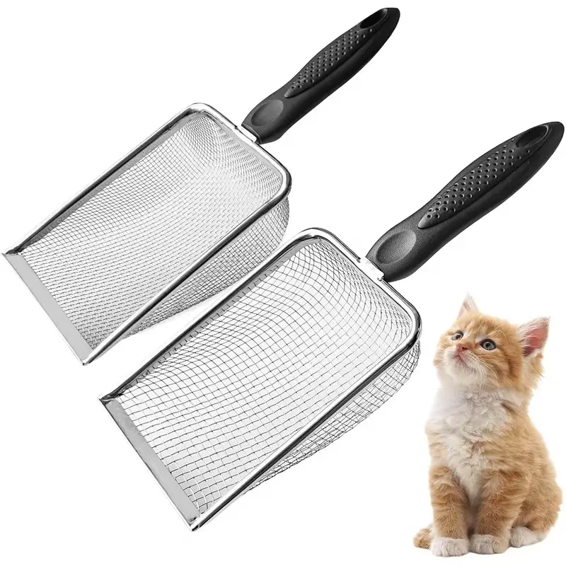2-Pack Stainless Steel Reptile Substrate Scooper Set - 2mm & 5mm Fine Mesh Litter Shovels, Excreta Sifting Tool for Bearded Dragon Sand Bedding, Reptiles