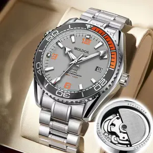 Fully automatic mechanical skeleton watch for men, luminous, with calendar, waterproof, quartz movement, sapphire crystal, stainless steel strap