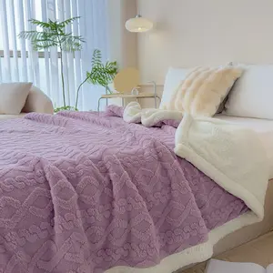 King Queen Tufted Soft Comfy Thick Warm Blanket, Fashion Diamond Texture, Dual-Sided Plush Warm, Skin-Friendly Comfort, Anti-Static, High-Quality Portable Sleep Blanket, Soft Cozy Blanket