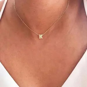 1Pcs Fashion Simple Bubble Initial Gold Color Stainless Steel Chain Necklace For Women