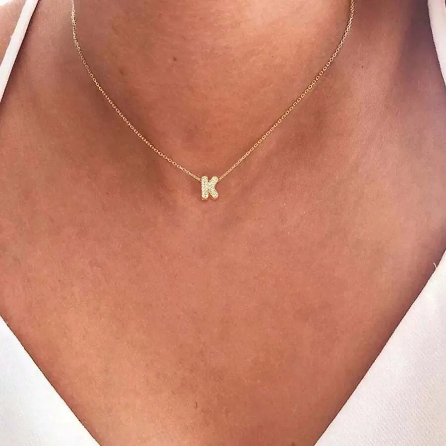 Women's 1Pc Gold Stainless Steel Bubble Initial Necklace, Casual Style, Daily Versatile Chain, Custom Letters, Stylish Costume Jewelry, Accessories for Women, Casual Style Necklaces, Custom Letters Necklace
