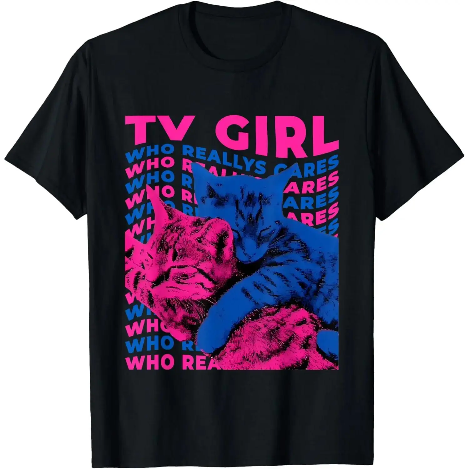 Cotton TV Girl Graphic Short-Sleeve Sports Top - Everyday T-Shirt Featuring French Exit, Who Really Cares, Cat Album Designs, Shortsleeve, Tshirt, Streetwear, Women, Vintage, Casual
