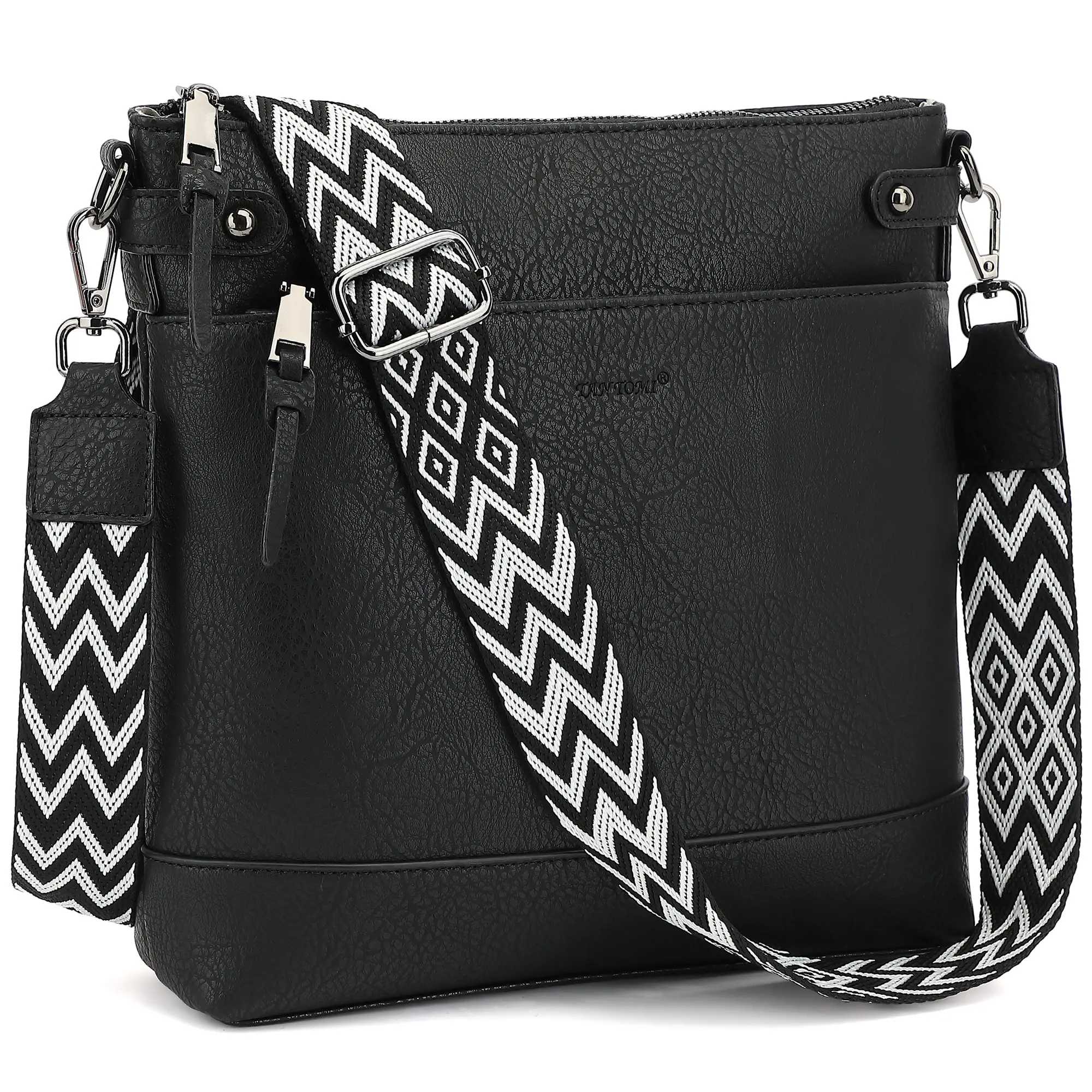 TANTOMI Women's Leather Metro Crossbody Bag - Casual, Minimalist Shoulder Purse for Travel & Everyday Carry