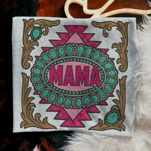 Turquoise Tooled Pink Mama shirt, vintage crewneck sweatshirts, western outfit women, cowgirl outfits, western clothing stuff tops, country concert outfits, western style clothes