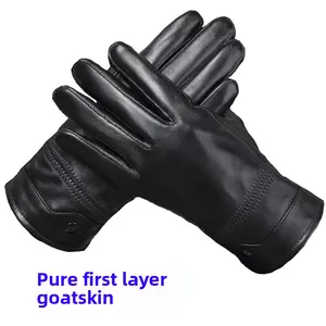 Genuine Leather Gloves Men Women Winter Fleece Lined Thickened Warm Sheepskin Gloves for Cycling Driving Outdoor Winter Gift Trendy Winter Accessories