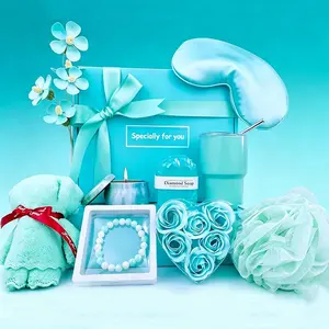 8-Piece Light Blue Luxury Creative Relax Gift Set for Women, Perfect for Mother's Day, Birthday, Valentine's Day, With Bowknot