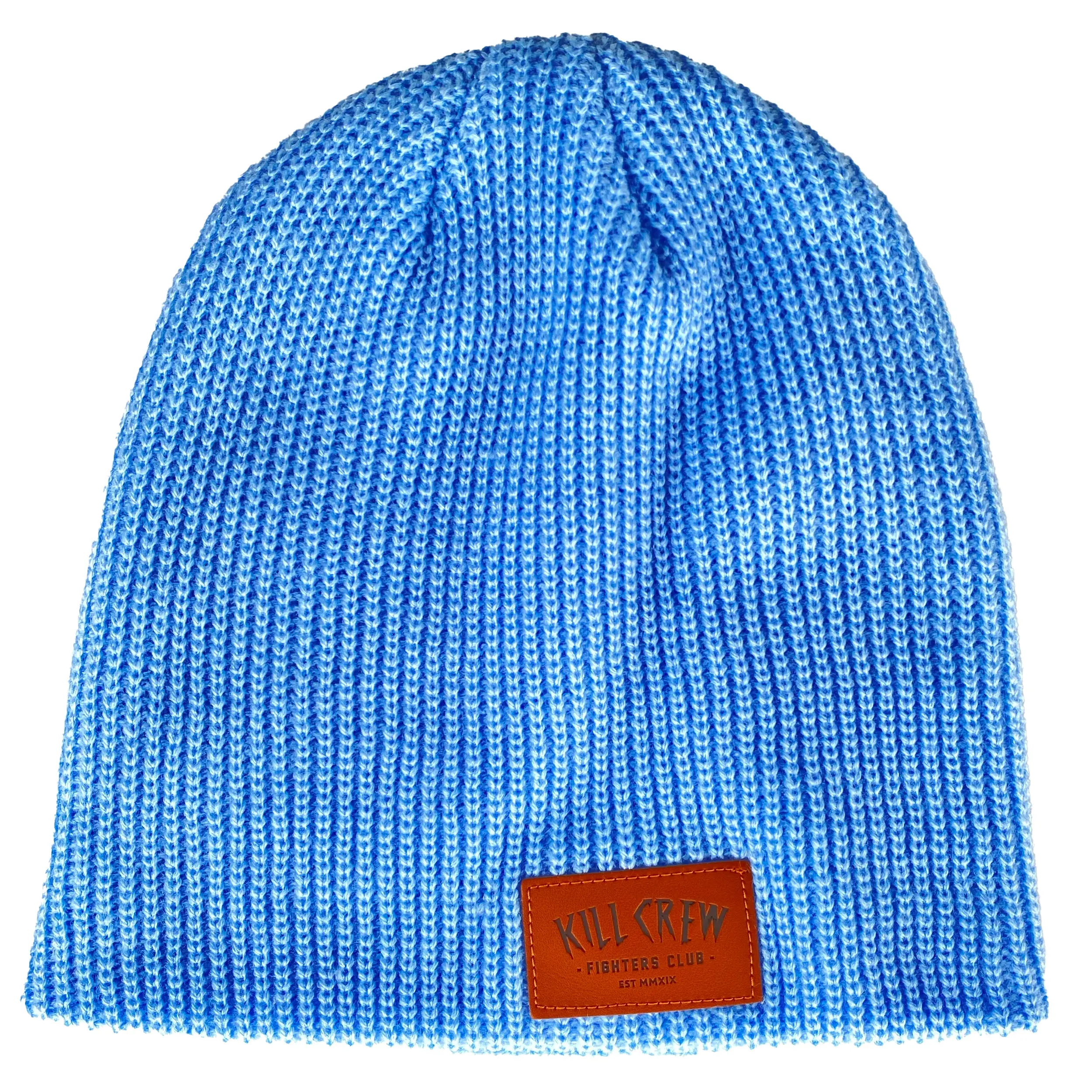 Kill Crew Leather Patch Beanie - Soft 100% Acrylic Knit Skull Cap, Warm Lightweight Statement Hat for Casual Wear, Soft Lightweight Beanie, Statement Cap, Warm Beanie Hat