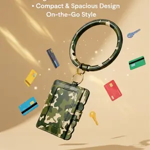 Hoop Wallet Wristlet - Compact & Spacious Design Camo Pattern On-the-Go Style Keychain Holder