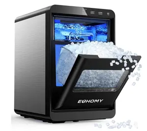 Euhomy Nugget Ice Maker Countertop, 44Lbs/24H Pebble Ice Maker Machine, Self-Cleaning Pellet Ice Machine with Ice Scoop&basket, Sonic Countertop Ice Machine for Home/Kitchen/Office(Black)