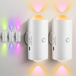 2/4/6 Pack Magnetic Human Body Sensor Smart Light Rechargeable LED Wall Lamp Color Gradient Dimmable Warm Ambient Light for Bedroom#MagneticSensorLight #BedroomAmbientLight #GradientColorLight #IndoorWallLight #MotionSensorLamp #WarmAtmosphereLight