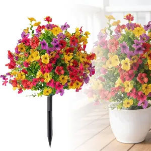 Artificial Flowers for Outdoors Indoor with Stakes 2026 | Faux Violet Flower Garden Stakes | UV Resistant & Waterproof | Flower Decor for Yard Lawn Patio Walkway Porch Home(Multicolor )