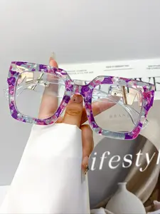 New Fashion Bohemian Large Frame Square Stylish Eyeglass, High-Quality Temple Decoration, Trendy Street Style, Unisex Daily Wear, High Quality Eyeglasses, Stylish Square Frames, High Quality Eyewear