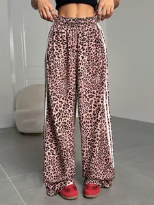Women's Leopard Print Joggers, High Waist Wide Leg Pants, Comfortable & Stylish Casual Wear, Perfect for Daily, Wide Sweatpants