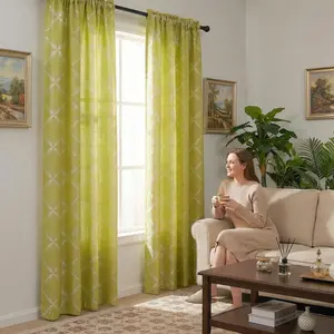 Curtain Club 2pcs 52x90in Rod Pocket Window Curtains, Premium Jacquard Fabric with Classic Diamond Pattern, Blacking Out Stylish Drapes for Bedroom, Living Room Home Textile Accessories, Blacking Out Curtains
