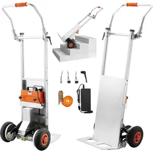 VEVOR Electric Stair Climbing Dolly, 440lbs Electric Stair Climbing Hand Trucks with 157.5in Rope Extendable Handle, Heavy Duty Stair Climber for Warehouse Logistics, Moving Furniture(Silver)VEVOR Super Brand Day