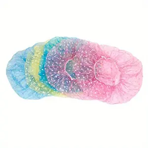 6pcs Shower Caps for Women - Elastic, Thick Nylon Hair Salon Caps with Polka Dot Patterns in Blue, Pink, Yellow, and More - Ideal for Bathing and Salon Use, Salon Accessories, Playful Design, Secure Fit Cap