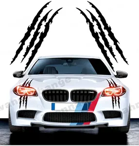2pcs Monster Claw Marks Headlight Car Sticker Stripes Scratch Decal Vinyl for Sports Cars SUV Pickup Truck Window Motorcycles black