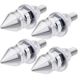 4Pcs Spike License Plate Screws Kit – Decorative Anti-Theft Bolts, Stainless Steel & Aluminum Alloy, Silver Car Motorcycle Truck Frame Fasteners, Universal Fit
