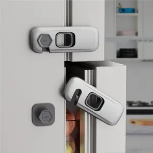 5 Pack  Proof Refrigerator Lock,  Proofing Cabinet Locks, oven lock  safety, fridge lock, for Fridge, Drawers, Dishwasher, Oven, Cupboard, Closet, Adhesive, No Tools Need(Grey)
