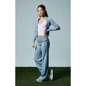 PAC 1980 Women's PAC DRIFT Active Shoreline Fold-Over Flare Yoga Pants